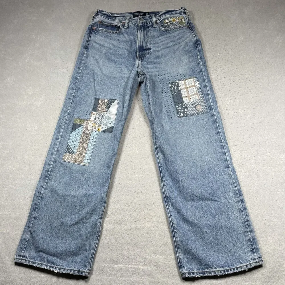 Abercrombie & Fitch Jeans Women’s 29 Authentic Rigid Denim Baggy Patchwork